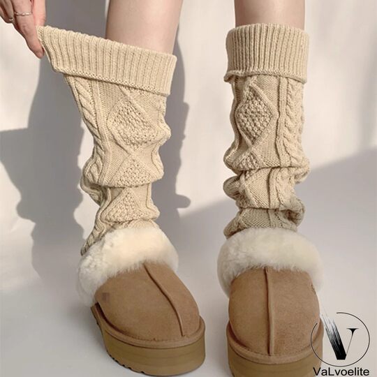 VALVOELITE美拉德瑜伽袜套女秋冬保暖针织堆堆袜中筒袜加厚小腿套