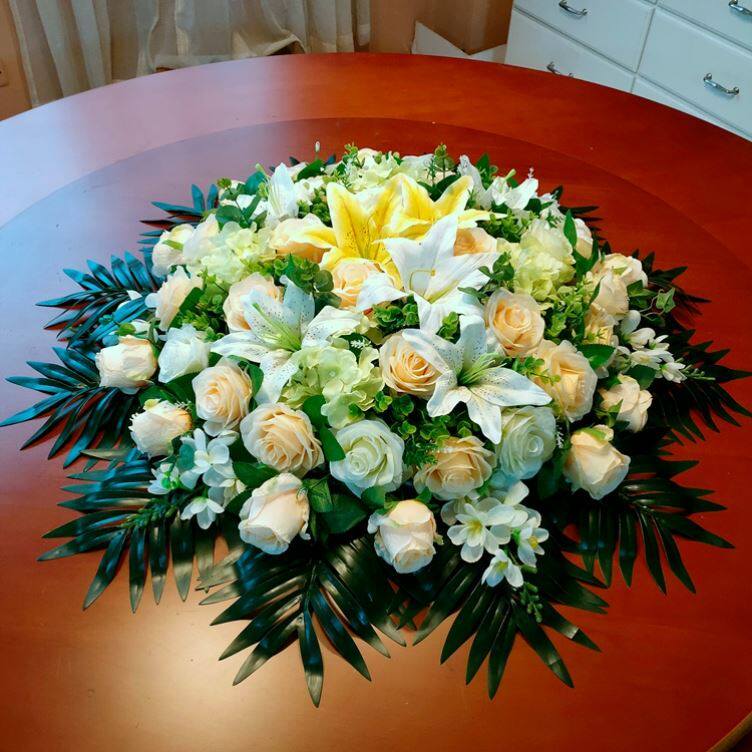 Conference Room Tabletop Pendulum Round Table Middle Large Round Table Turntable Furnishing Decoration Large Hotel Hotel Silk Bouquet