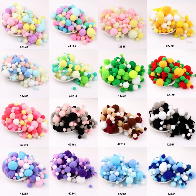 Mixed 1-3cm high-elastic color small fur ball diy children's creative handmade plush ball art homework material bag