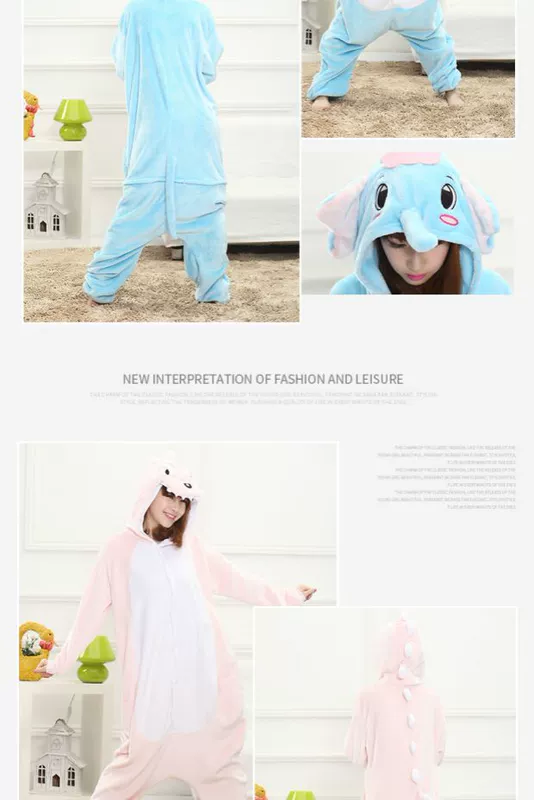 Mùa thu và mùa đông dày flannel phim hoạt hình động vật đồ ngủ một mảnh nam và nữ dễ thương cặp vợ chồng san hô