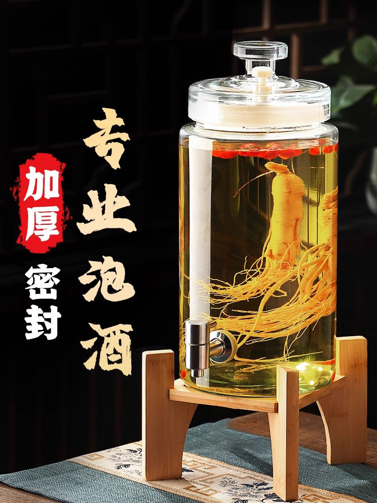 High-End Glass Bottles for Infusing Liquor, Suitable for Ginseng, 5kg Containers for Medicinal Liquor, Wine Barrels with Taps, Special Wine Bottles