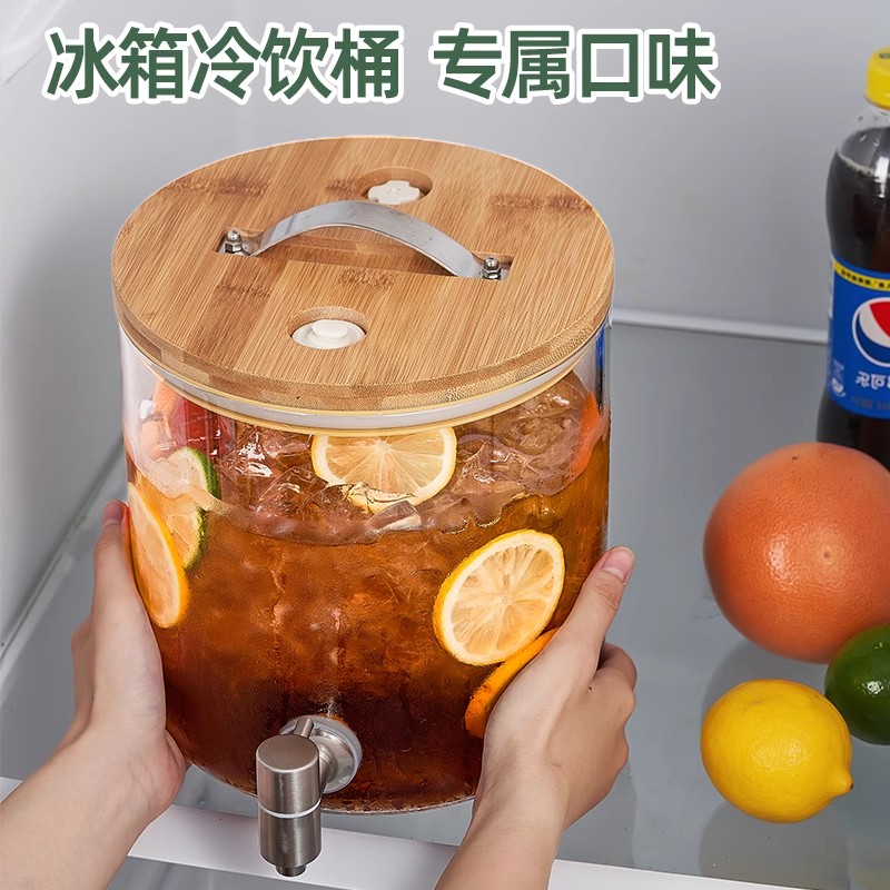 高温耐性ガラス瓶ワインボトル、蛇口付きワインタンク、グレープワインボトル、フルーツティーバレル、セルフサービス飲料ビールバレル