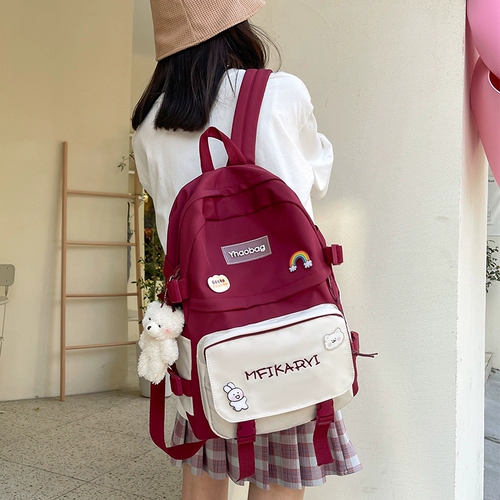 Вместительный и большой школьный рюкзак, сумка через плечо, свежая милая небольшая сумка, для средней школы, подходит для подростков, подходит для студента, в корейском стиле