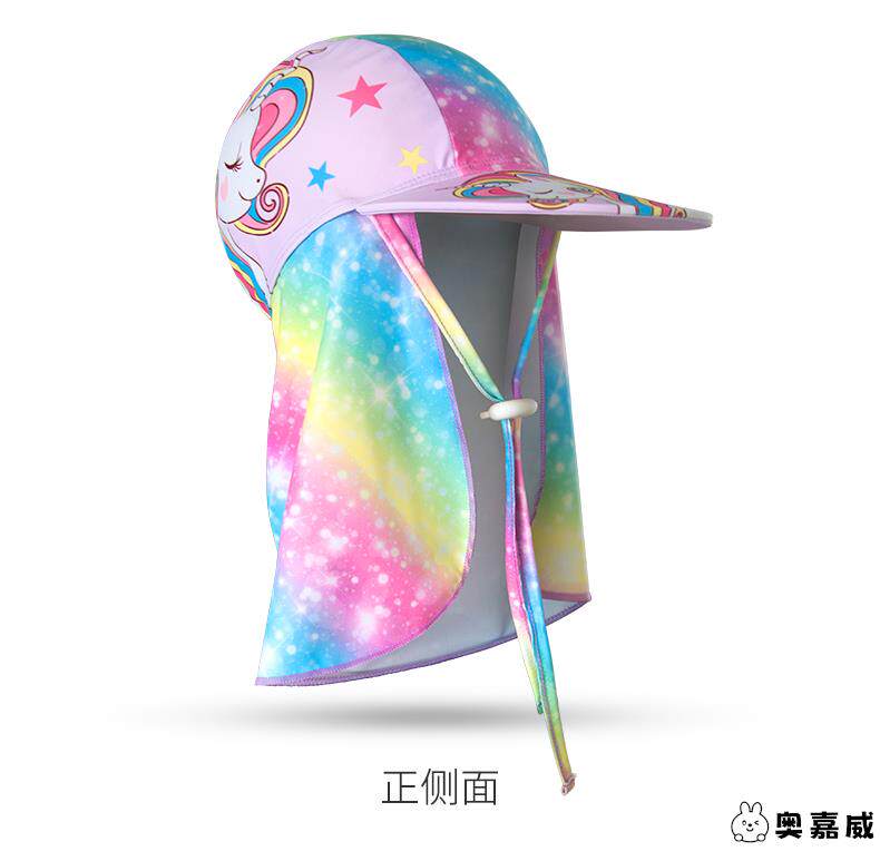 Детская плавательная шапочка, шапка, пляжный солнцезащитный крем для плавания, с защитой шеи, УФ-защита 