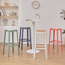 Nordic bar stool bar chair stackable home island stool simple plastic chair thickened rattan plastic bar stool