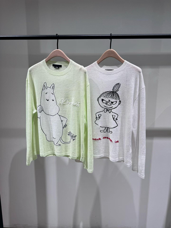 [Moomin Collaboration] Genuine Knitted Sweater 2026 Summer New Cotton Linen Hand Embroidered Lightweight Long Sleeve Mbf2Swt040