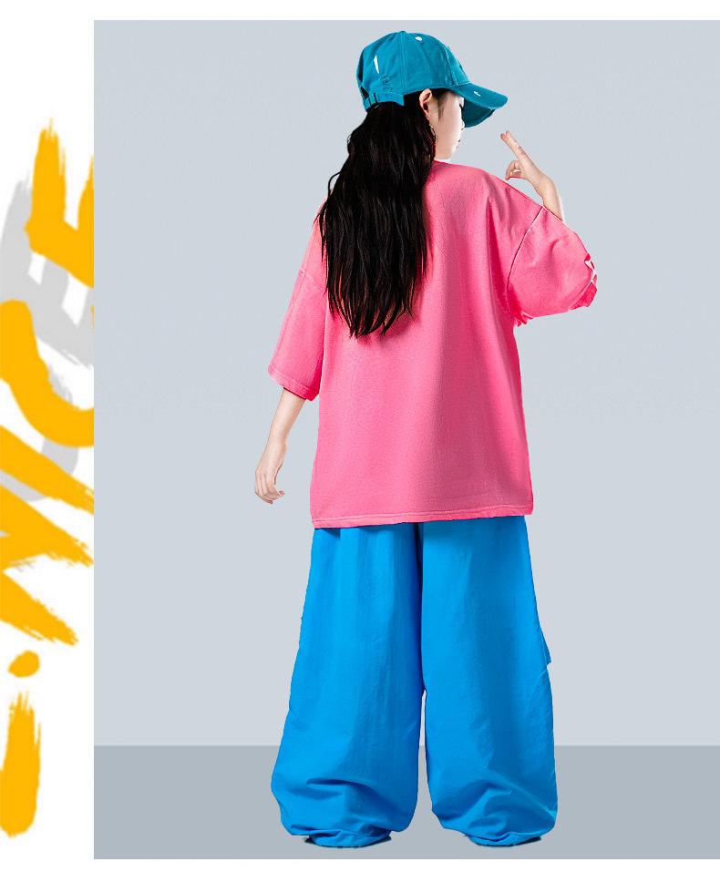街舞儿童潮服夏季多巴胺少儿hiphop舞台表演服男女童炸街演出服装 — 13