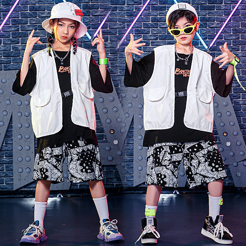 Girl Walking Show Jazz Dance Performance Clothing Summer Children's Drummer Drum Play Out Boy Street Dance Suit Hip Hop Tide