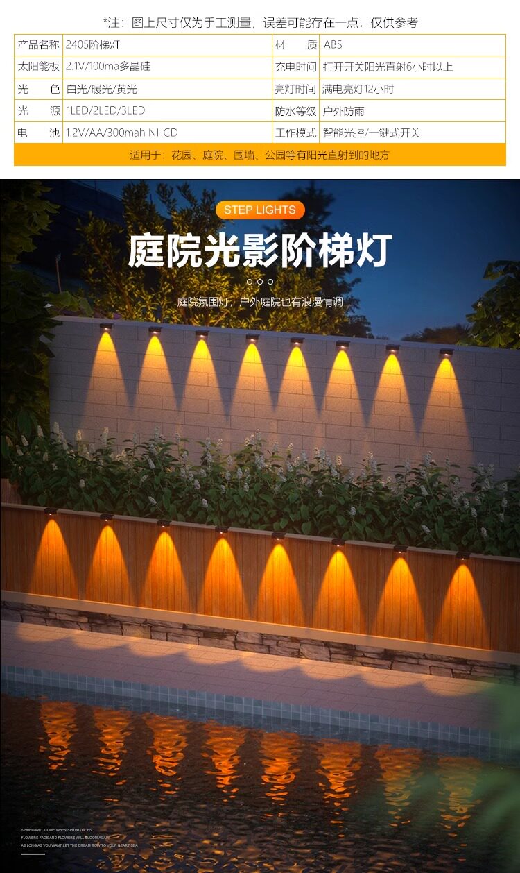 Стены стиральная света 太阳能户外围墙灯家用照明路灯阳台氛围洗墙射灯花园布置庭院壁灯 Other home