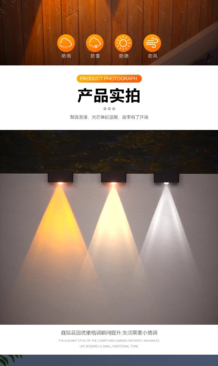 Стены стиральная света 太阳能户外围墙灯家用照明路灯阳台氛围洗墙射灯花园布置庭院壁灯 Other home