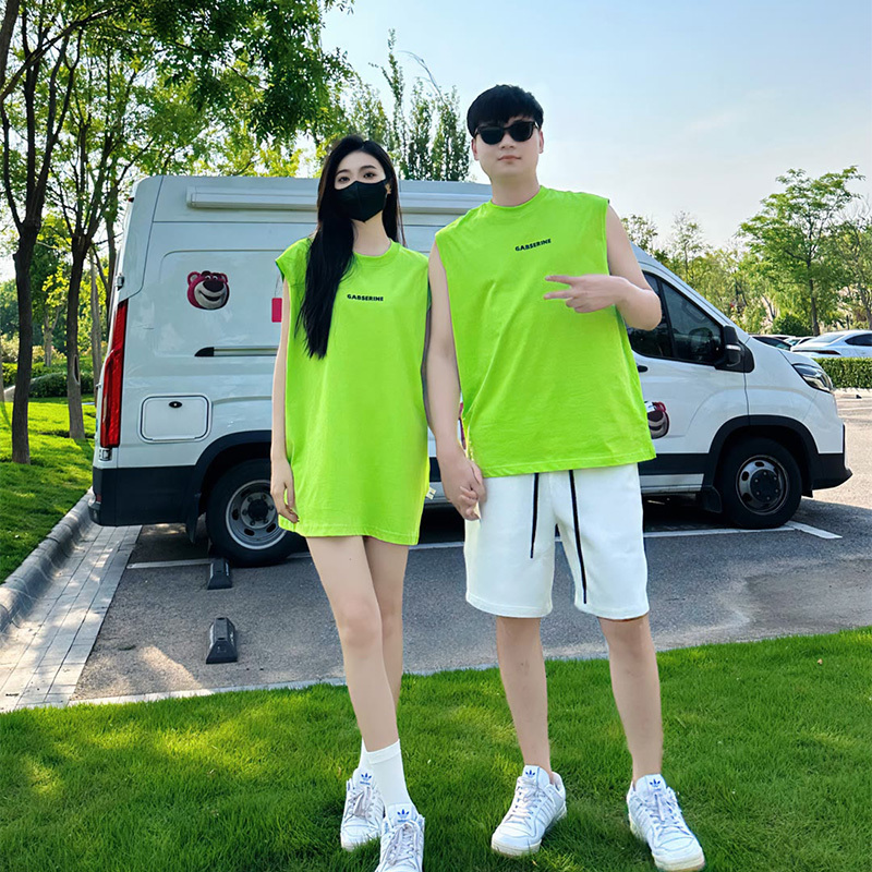 Summer Mint Mambo Style Couple Trendy Brand Sleeveless Vest Simple Letter Fluorescent Green Round Neck Versatile Tank Top Summer Mint Mambo Style Couple Trendy Brand Sleeveless Vest Simple Letter Fluorescent Green Round Neck Versatile Tank Top