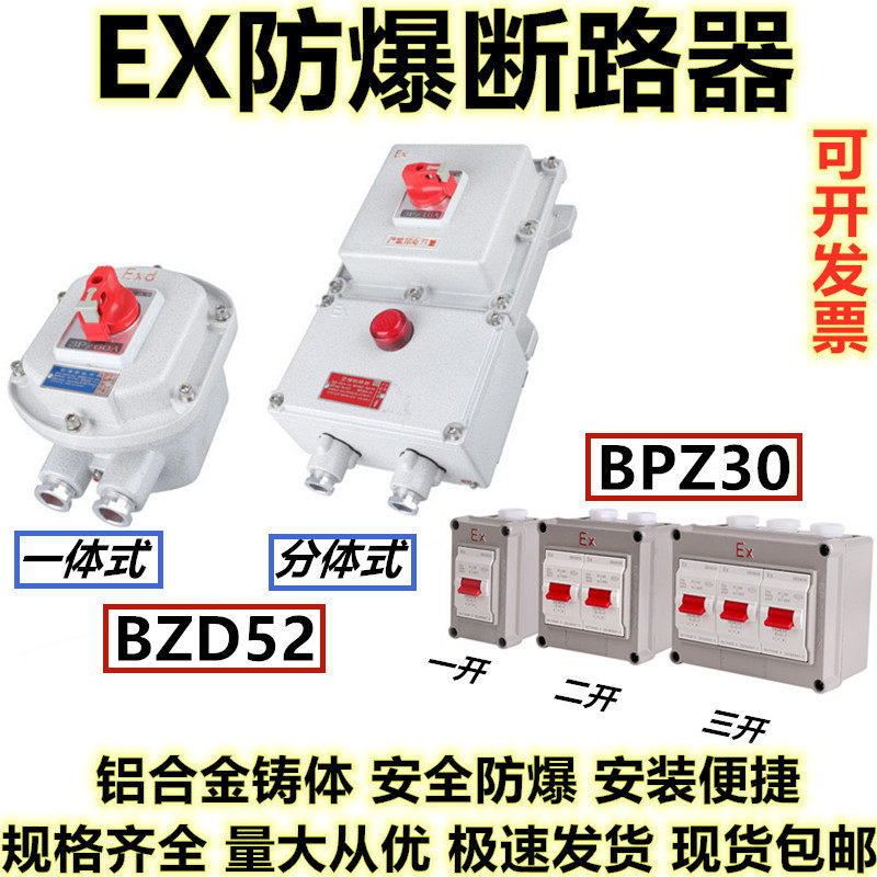 BPZ30 BDZ52 explosion-proof circuit breaker 10 16 20 32 63 100A 2 3P explosion-proof switch box 220V