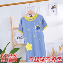 Children's nightgown summer boys new girls boys nightgown cotton dress primary school household clothes long