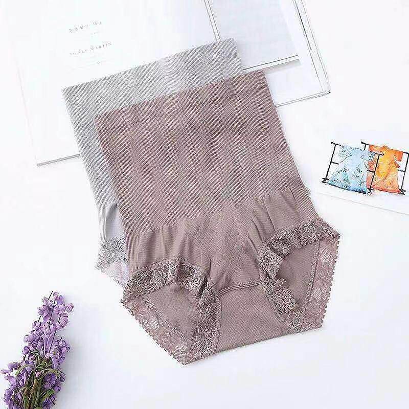 Japan seamless high waist postpartum belly pants lace hip lifting slimming stomach body shaping pants ladies briefs