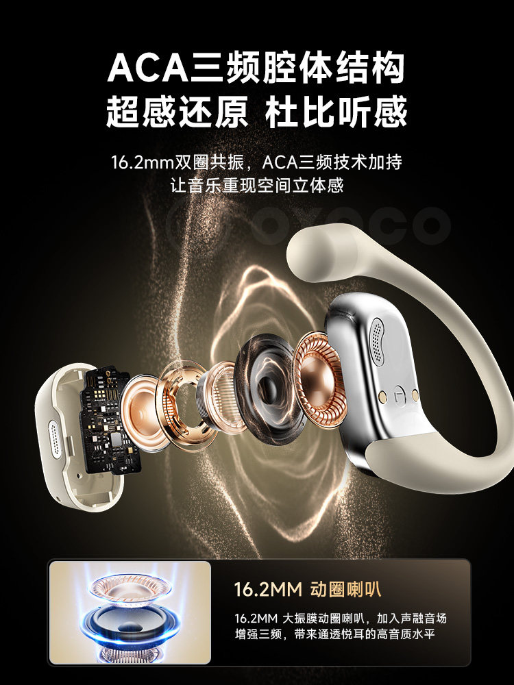 Ear-Hook Bluetooth Headphones New Model 2024 Air Bone Conduction Open-Ear Wireless Headphones for Sports, Dedicated for Running