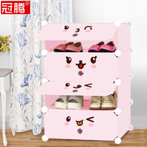 Childrens shoe cabinet multi-layer cartoon cute household children small narrow small baby simple door storage small shoe rack
