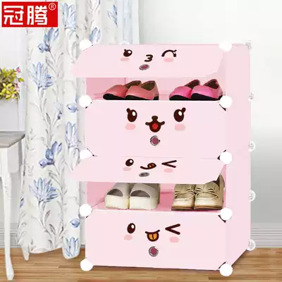Children's shoe cabinet multi-layer cartoon cute household children small narrow small baby simple door storage small shoe rack