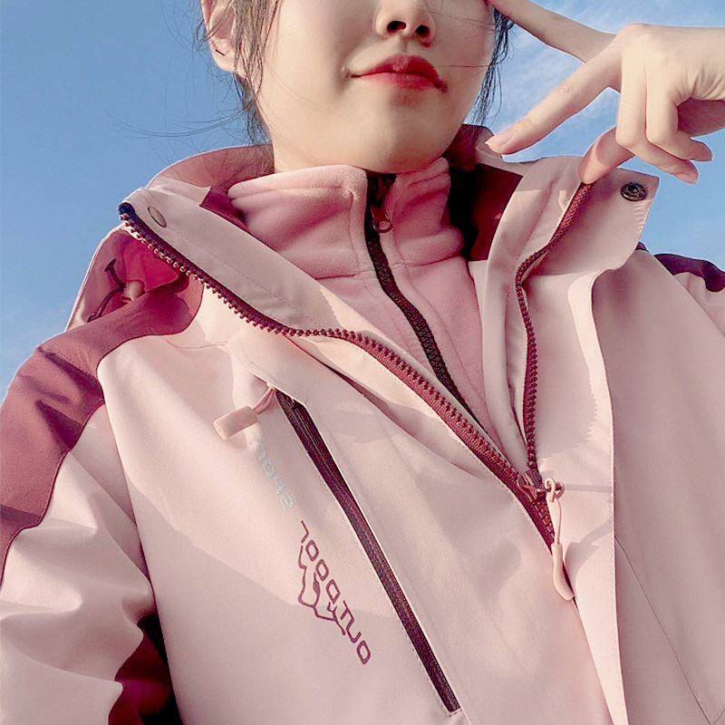 2021 autumn and winter high-grade mink velvet assault clothing women's three-in-one detachable two-piece plus velvet padded coat men's