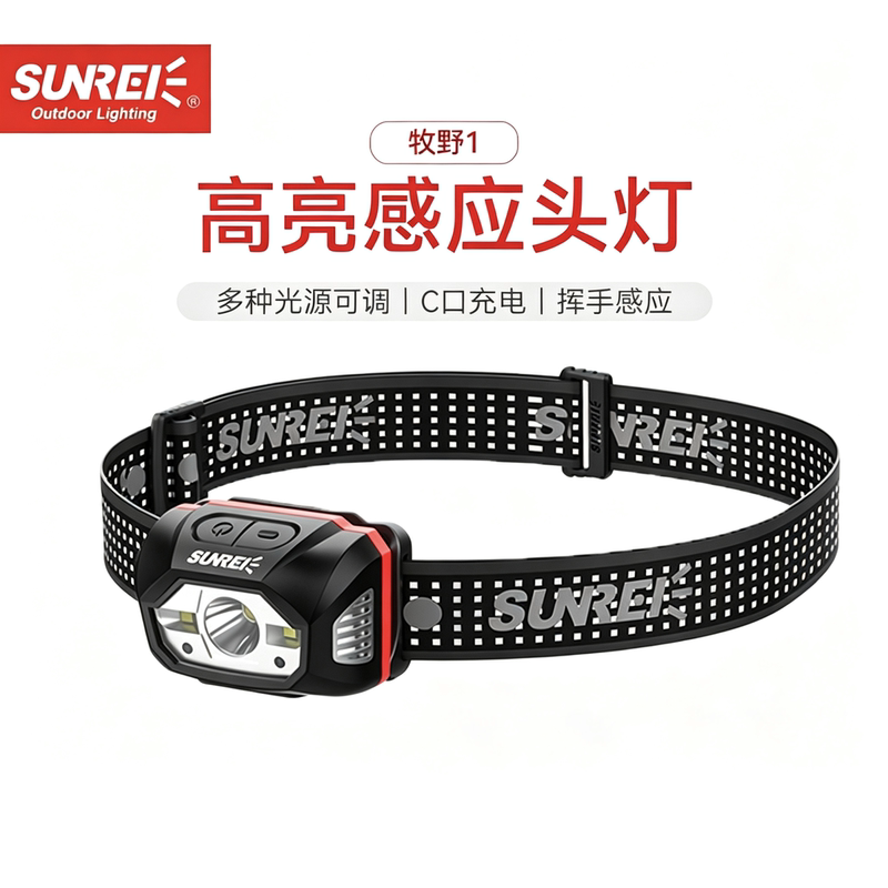 Shanlish Makino 1 High-Brightness Strong Light Sensor Headlamp with Ultra-Long Battery Life, Waterproof Head-Mounted Outdoor Lighting for Night Fishing