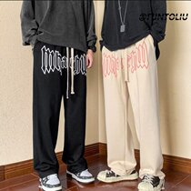 American pants mens autumn high street ins tide brand ruffian handsome fried street thin section loose straight wide-leg mopping pants