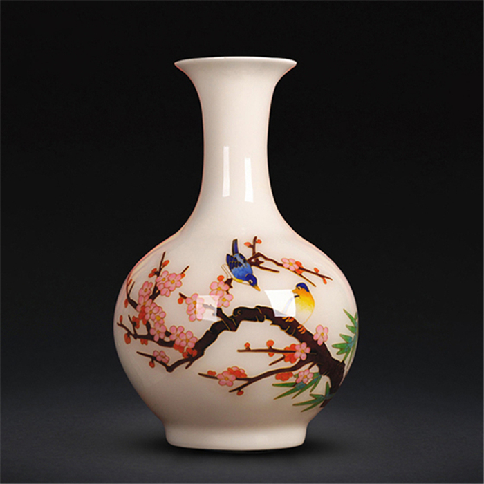 Jingdezhen ceramic vase new Chinese style living room flower arrangement TV cabinet entrance ornaments handicraft gold silk straw decoration