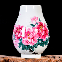 Jingdezhen ceramic hand-painted powder color flower open rich and expensive vase home flower arrangement Chinese living room Xuanguan Decorative Handicraft