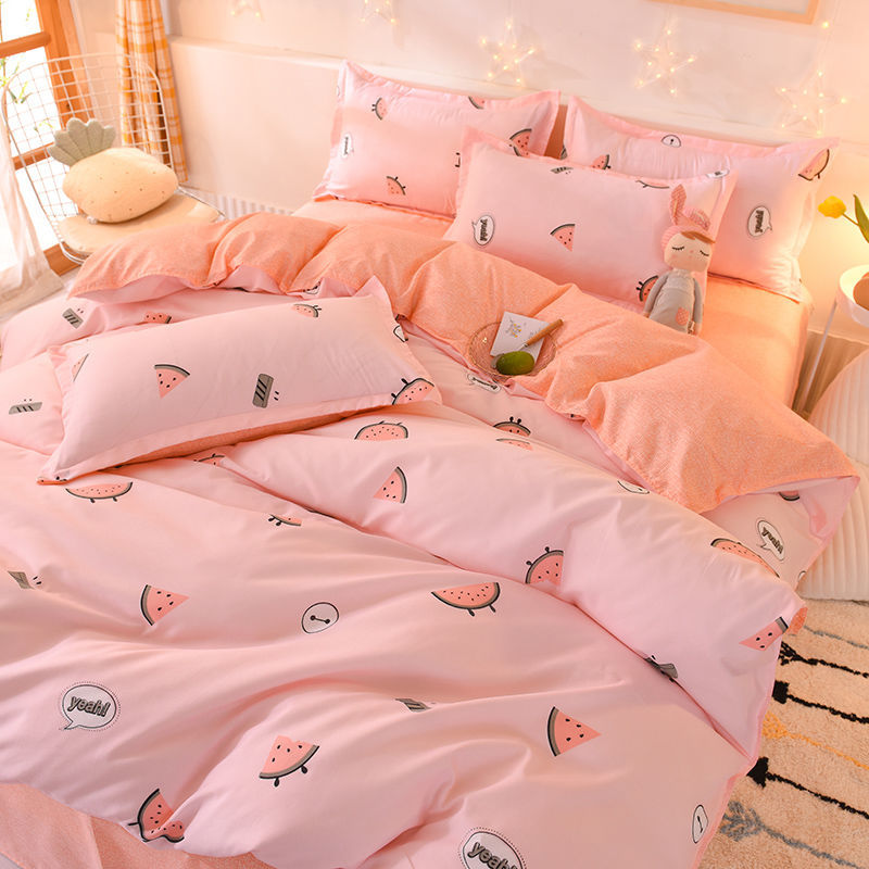 Pure Cotton Four Pieces Type 100 All-cotton Bed Bedding Linen Quilt Cover 1 8 m Double Quilt Cover Bed 4 Sets Autumn Winter