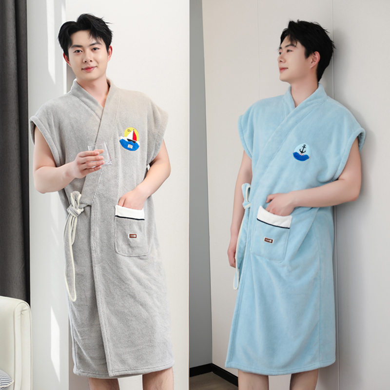 Men's Bath Towel, Men's Bathrobe, Wearable, Quick-Drying, for Swimming, Adult Bathing, 2025 New Model, More Absorbent Than Pure Cotton