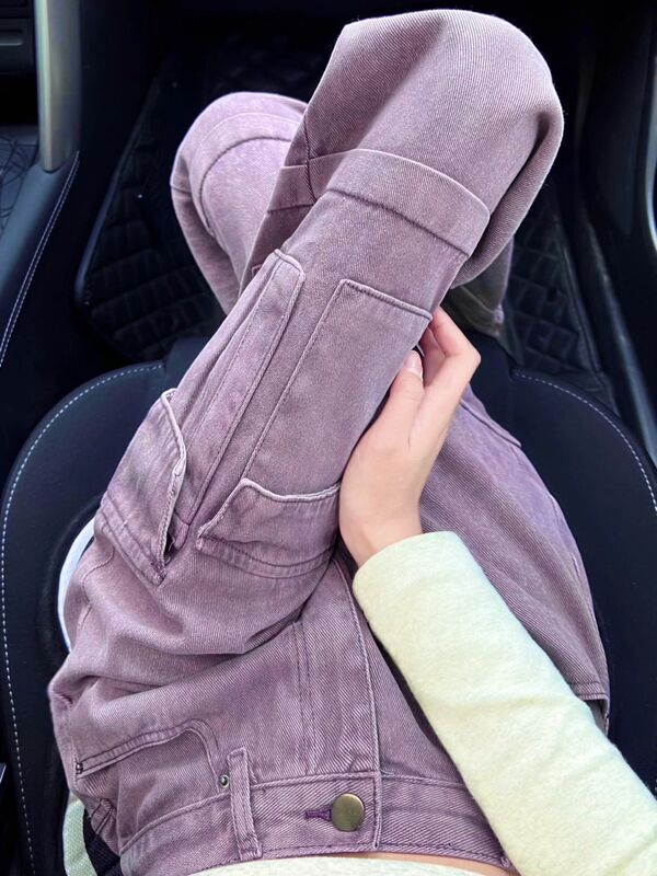 Taro Purple Loose Straight-Leg Jeans for Women, New Autumn and Winter High-Waisted Slimming Design, Workwear Narrow Wide-Leg Pants