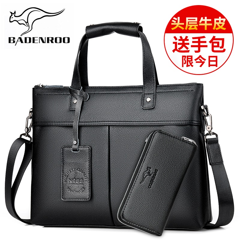 Biden Kangaroo briefcase Men's business handbag Men's handbag Single shoulder inclined satchel bungalow bungalow bungalow