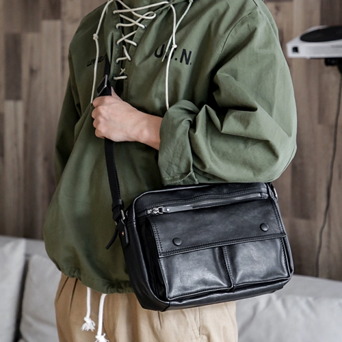 Вместительный и большой мужской рюкзак, сумка на одно плечо, из натуральной кожи
