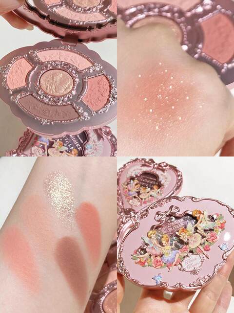 Flower Knows Midsummer Night Eyeshadow Palette 02 Flower Mystery 01 Pearlescent Matte Powder Fine Texture Non-Flying Powder Easy to Color Eyeshadow
