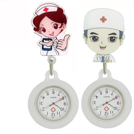 拉伸护士表可伸缩怀表夹子硅胶挂表医用胸表夜光医院挂表医用秒表