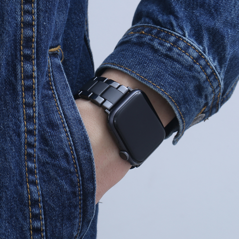 Ikekewatch Is Suitable for Apple Watch Applewatch7 Watch Strap Series10 Ceramic Creative Business High-End Iwatch5/4/9/8 Generation iPhone Women's and Men's Breathable 46/41/45mm