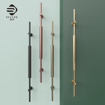 Original minimalist stainless steel framed glass door handle electrophoresis imitation bronze double-open solid wood door long handle gold