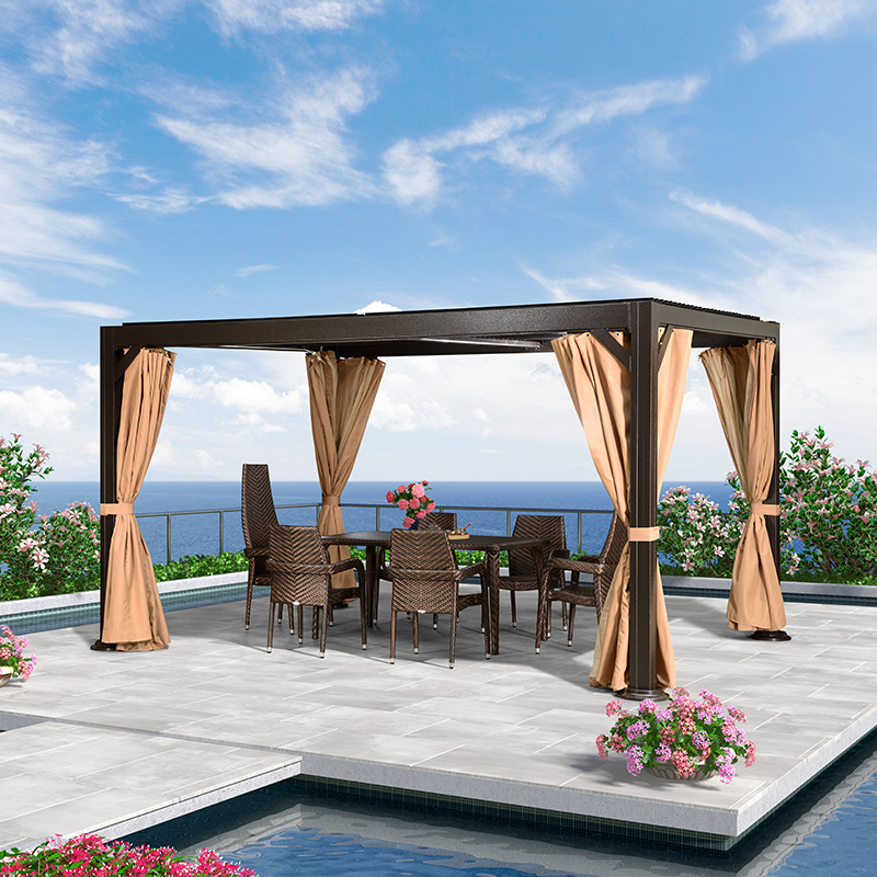 Purple Leaf Aluminum Alloy Pavilion Outdoor Pavilion Garden Sun-proof Tent Outdoor Rainforescence Changing