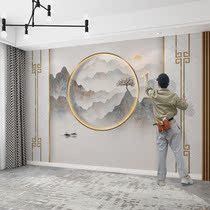 TV Backwall Wallpaper 2021 New Self-adhesive Landscape Painting Landscape Living Room Advanced Middle Hall Drama Sofa