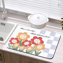 Countertop kitchen drain mat desktop bar drying water-absorbing insulated non-slip plate mat coaster oil-absorbing quick-drying tea table
