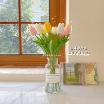ins tulip simulation flower living room table hem Moisturizing Fake Flowers Decoration Flower Bouquet Vase Photo Furnishing