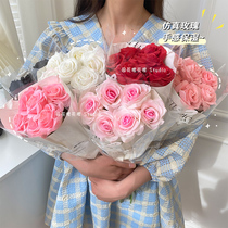 ins hand feel moisturizing rose flower emulated flower moisturizing fake flower decoration hand holding a bouquet picnic photo-photographic props