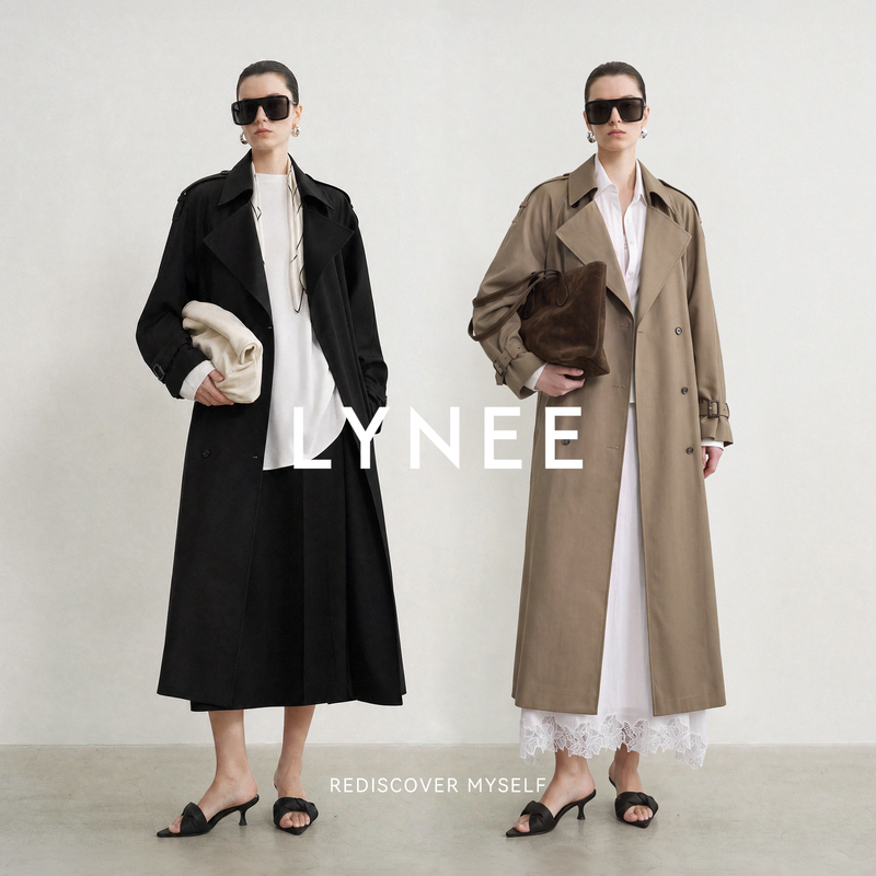 Lynee【Black Label See Mountains】Wool Trench Coat for Women 2026 New Mid-Length Elegant Main Character Coat