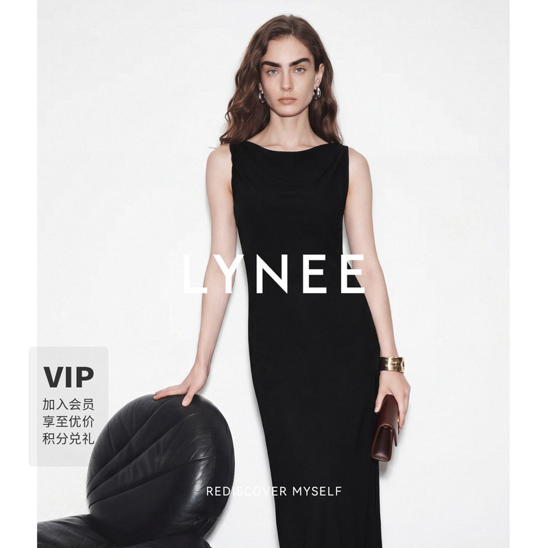 Lynee【Classic Little Black Dress】Elegant Commuting Black Acetate Dress for Women, Makes You Look Taller and Slimmer, Red Long Dress Lynee【Classic Little Black Dress】Elegant Commuting Black Acetate Dress for Women, Makes You Look Taller and Slimmer, Red Long Dress