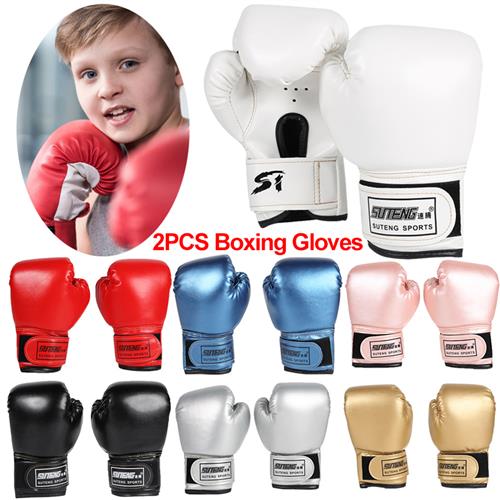 2pcs Boxing Training Fighting Gloves Pu Leather Kids Breatha