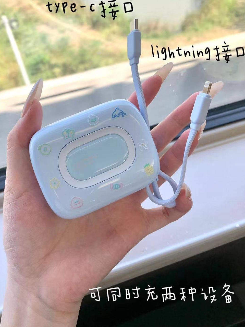 [National 3C Certification] Wopow Power Bank 10000Mah Large Capacity Fast Charging Compact Portable Built-In Cable 1516 Mobile Power Ultra Mini Ultra Thin New Model Small Gift B