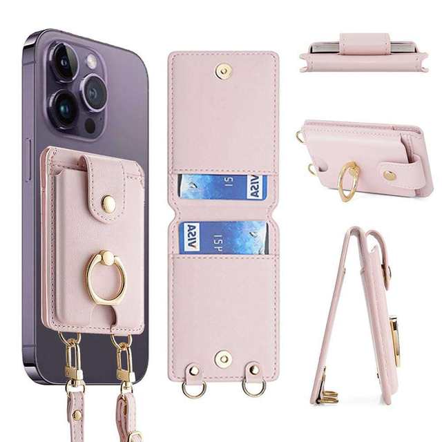 Multifunctional Phone Holder Card Holder Phone Case Back-Mounted Wallet Card Holder Creative Phone Strap Shoulder Strap Lanyard