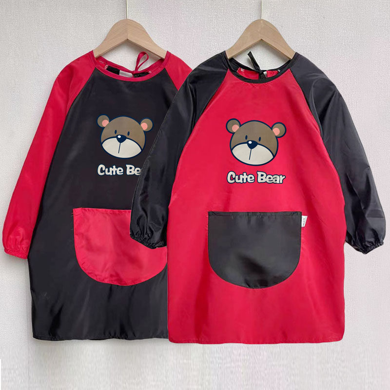 Summer children's thin anti-dirty apron long-sleeved smock painting art kindergarten meal bib custom printed logo