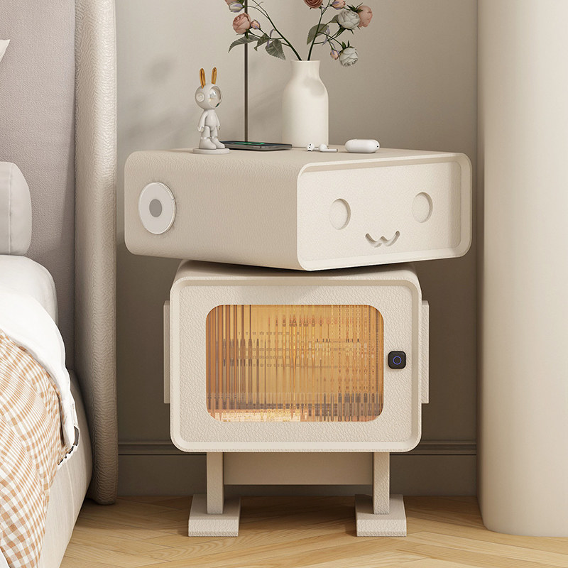 Creative Children Room Bed Head Cabinet Cute Small style Cream Wind Small type Multi-functional robot cupboard side cabinet-Taobao