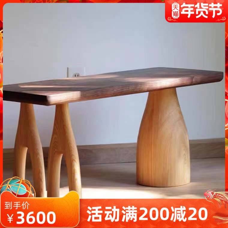 Nordic solid wood dining table log Workbench computer desk bedroom creative desk special-shaped personality fashion desk