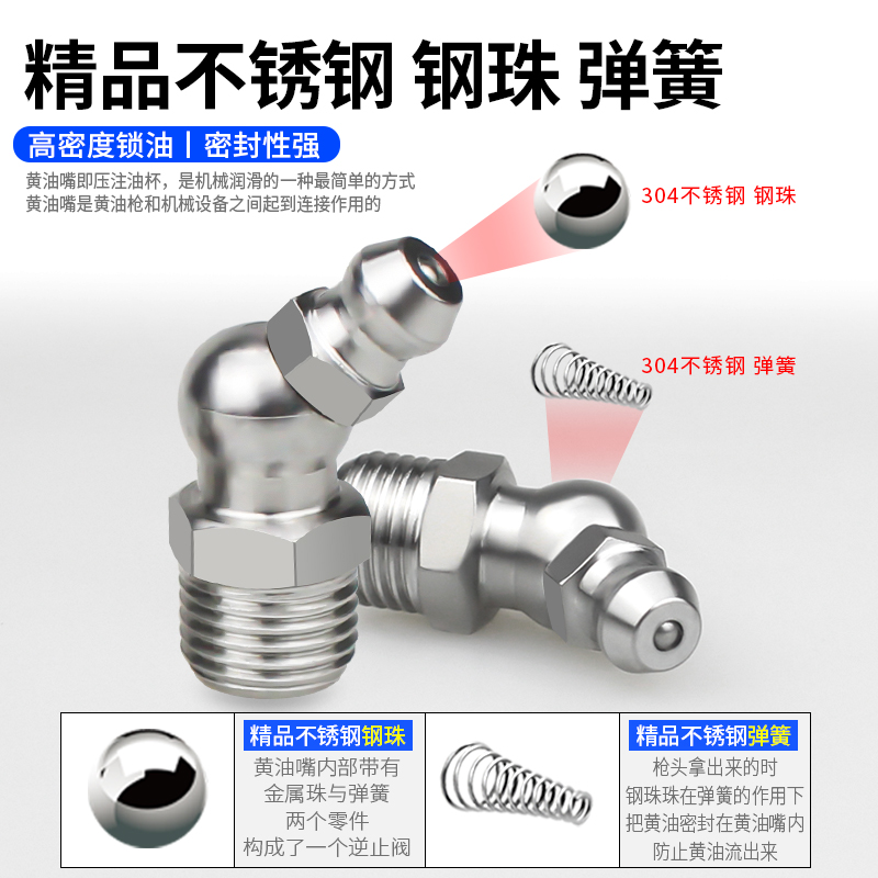 304不锈钢黄油嘴：直弯型注油嘴头的秘密武器，黄油咀枪配件油嘴头全解析！