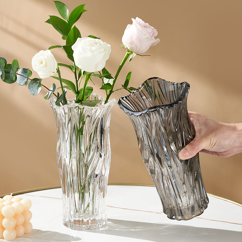 American light and luxurious crystal glass vase transparent hydroponic living-room table-like plate with flower arrangement for soft decorations